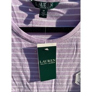 LAUREN RALPH LAUREN lavender white striped cotton Size M NWT